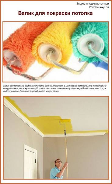 Каким валиком красить потолок водоэмульсионной краской с фото