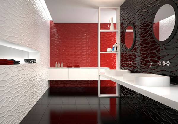 Керамическая 3d плитка в ванную и гостиную, декоры с 3D эффектом - фото