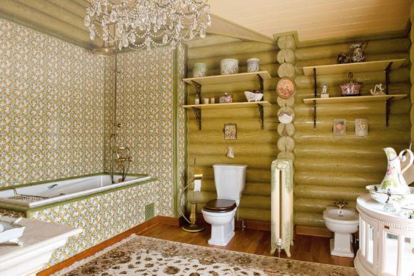 Обустройство ванной в деревянном доме - фото