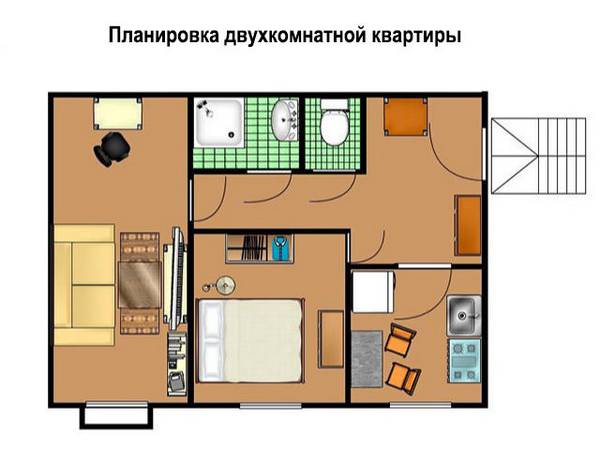 Как сделать перепланировку двухкомнатной квартиры - фото