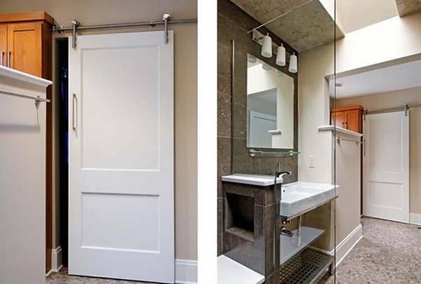 Выбор раздвижных дверей для ванной комнаты с фото